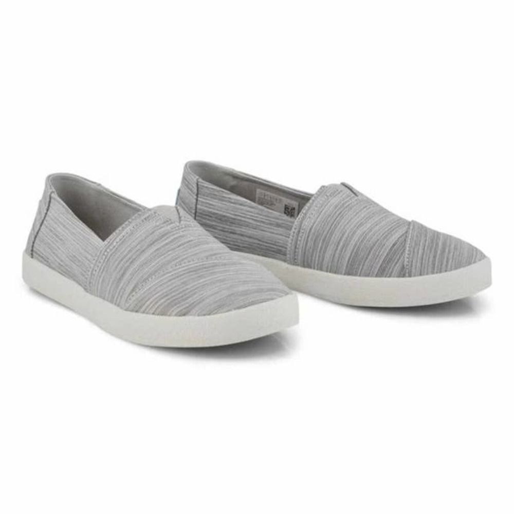 TOMS Avalon Gray Two Stoned Striped Canvas Slip On Shoes Size 6.5